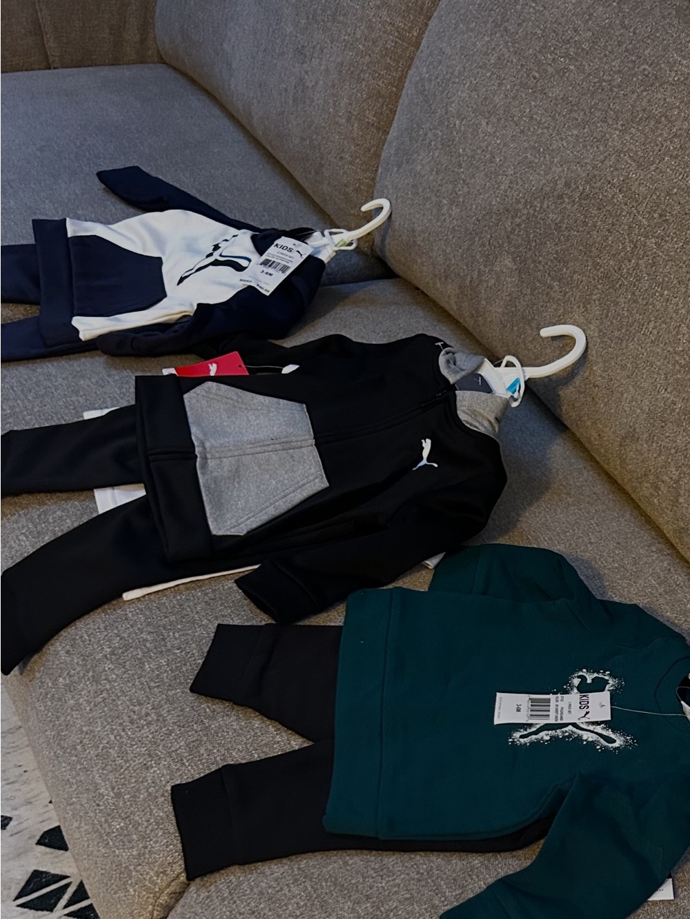 Puma Black & Gray Hoodie and Joggers Kids Set